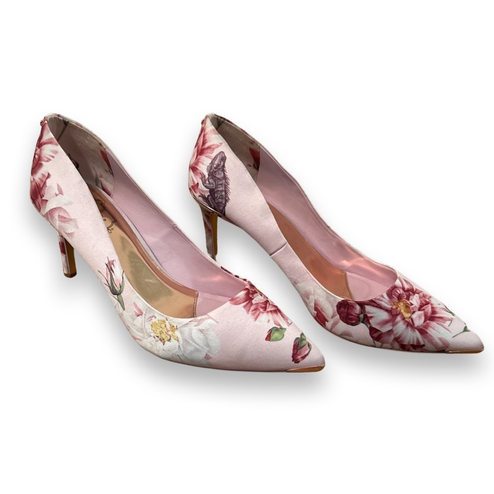 Ted Baker Pink Floral Satin Heels
